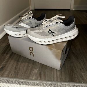 On Running Cloudsurfer Sneakers in White and Gray